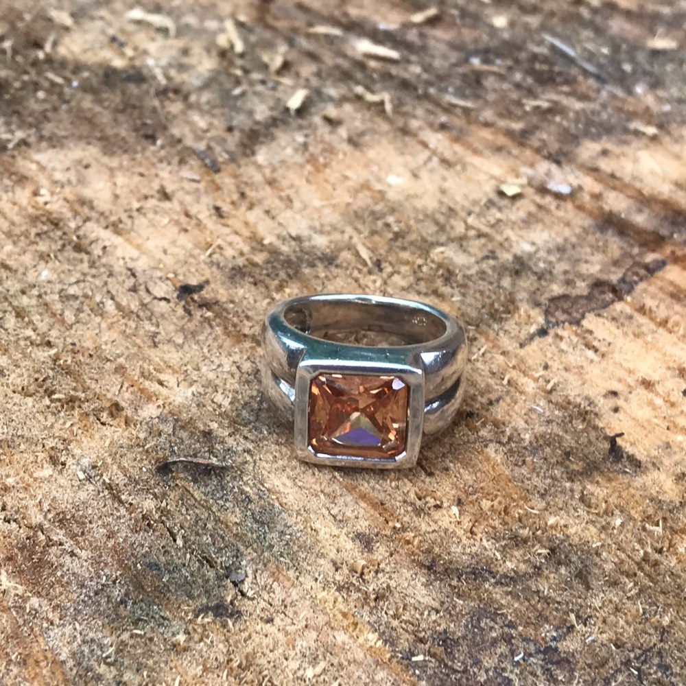 CZ Yellow Sterling Silver Men’s Ring - Picture 7 of 8